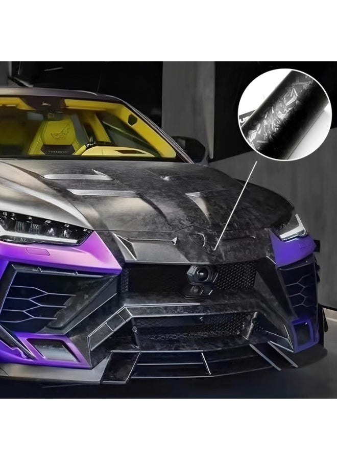 رول لف ليزر الحديد الكربوني الأسود مات، ملصق سيارة بديل مقاوم للشقوق وغير مُحمل بالفقاعات، لف ليزر سيارة ذات لاصق ذاتي عالي الجودة لديكور الداخل والخارج للسيارات بنمط DIY مقاس 1قدم × 10قدم - Image 5